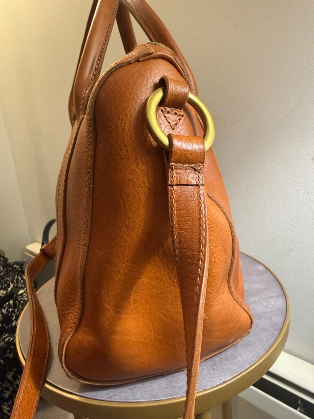 Madewell The Prague satchel crossbody in a cognac brown leather. - Picture 5 of 16